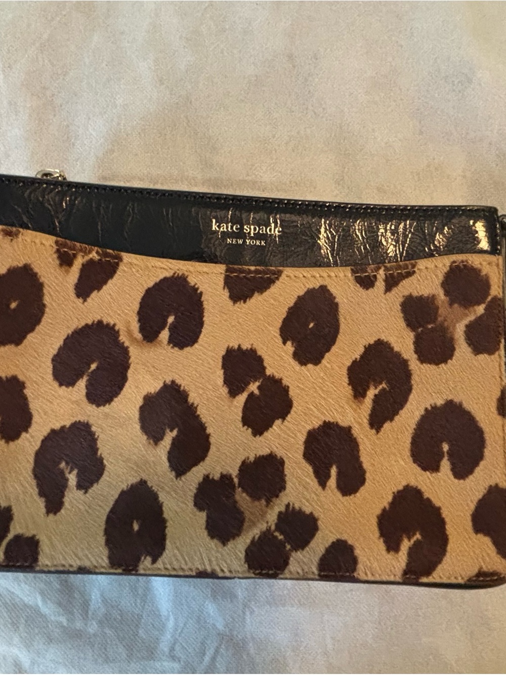 kate spade Leopard Print Haircalf Clutch in Tan and Black